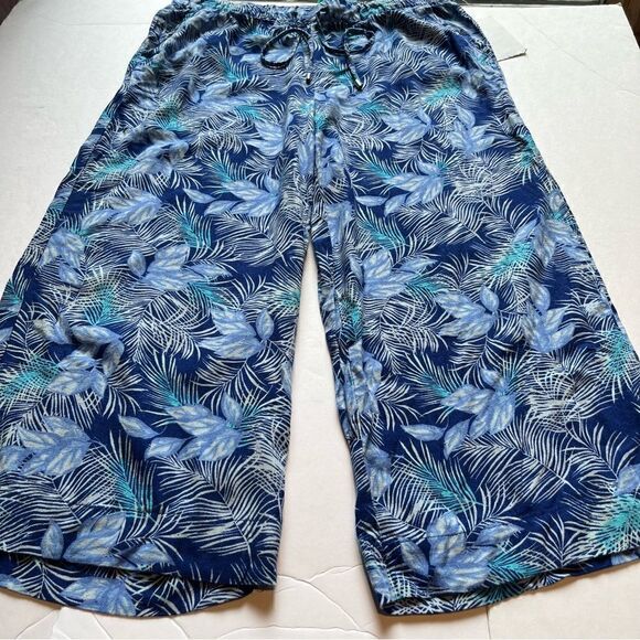 Carribbean Joe Women's Capris Blue TurquoiseLleaf Print Size Medium - Picture 7 of 9